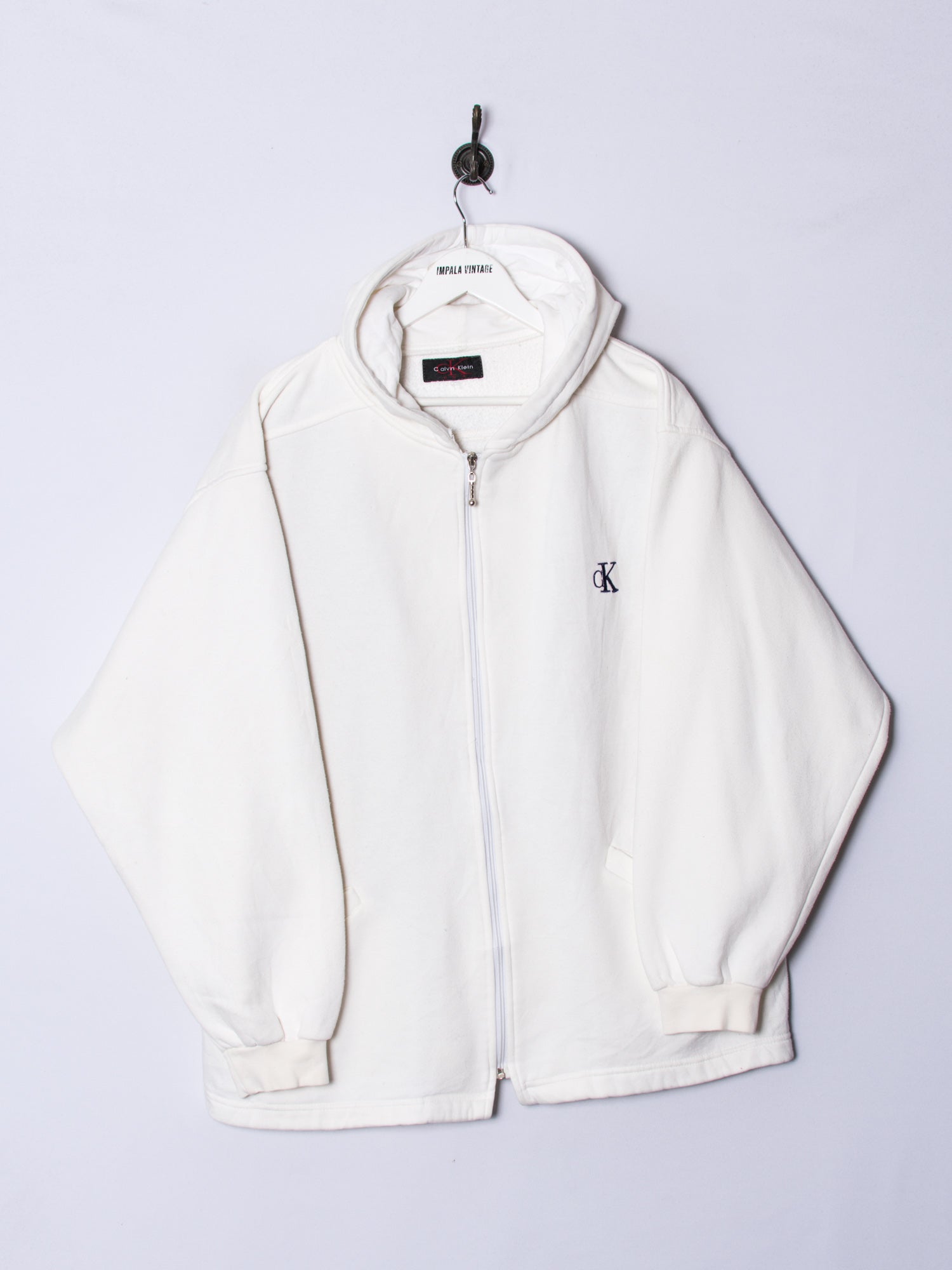 Calvin klein white zip up hoodie sale