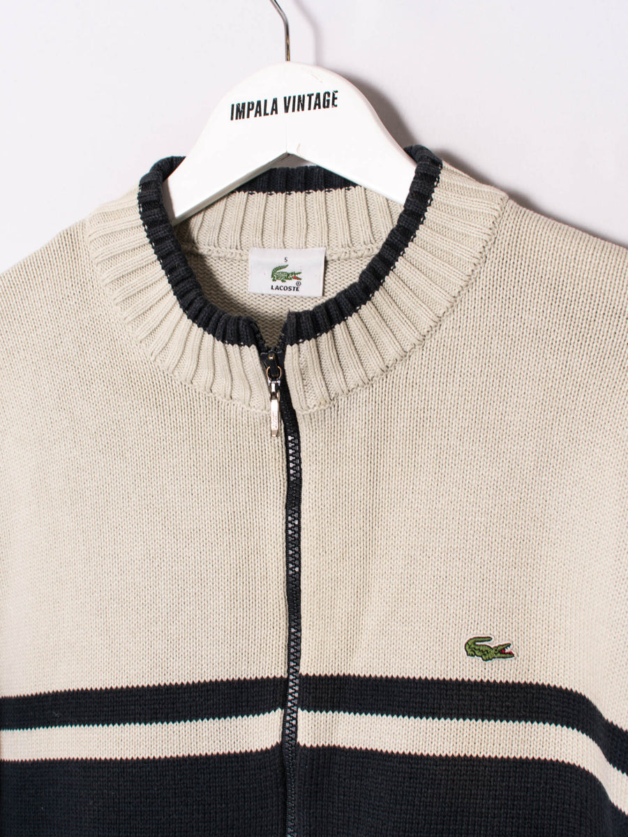 Lacoste Blue & White Zipper Sweater