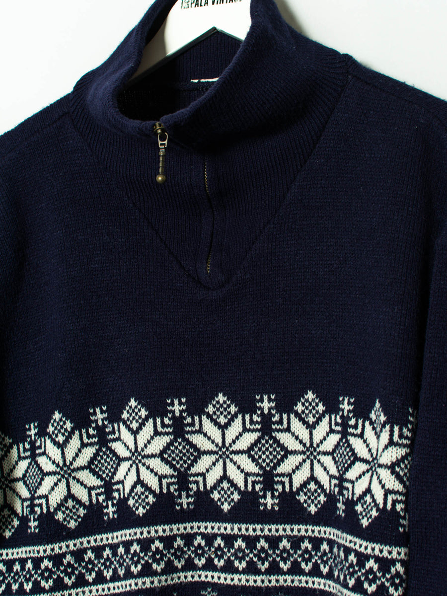 Blue 1/3 Zipper Sweater