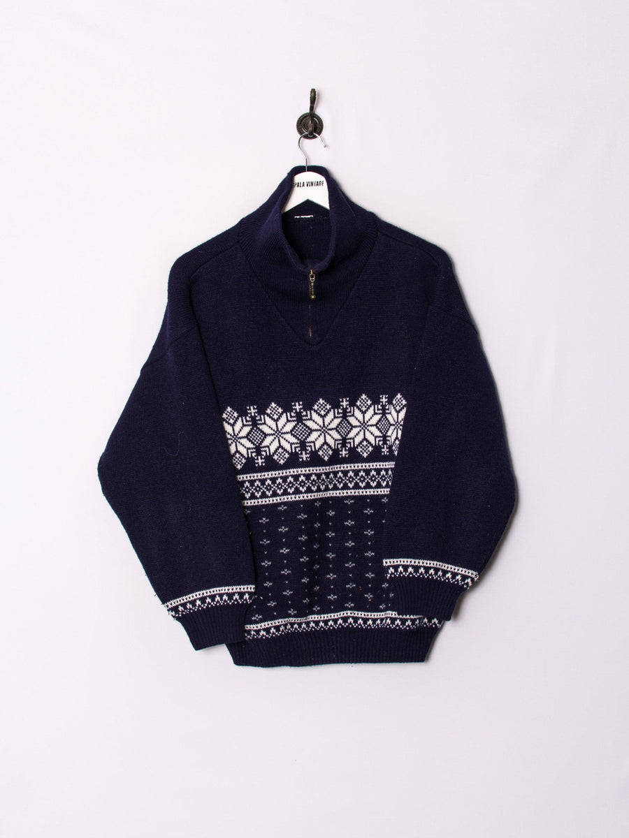 Blue 1/3 Zipper Sweater