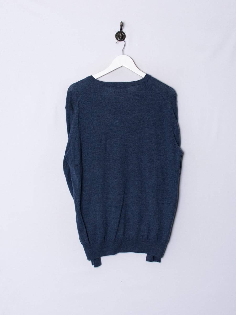 GANT Navy Blue V-Neck Fine Sweater