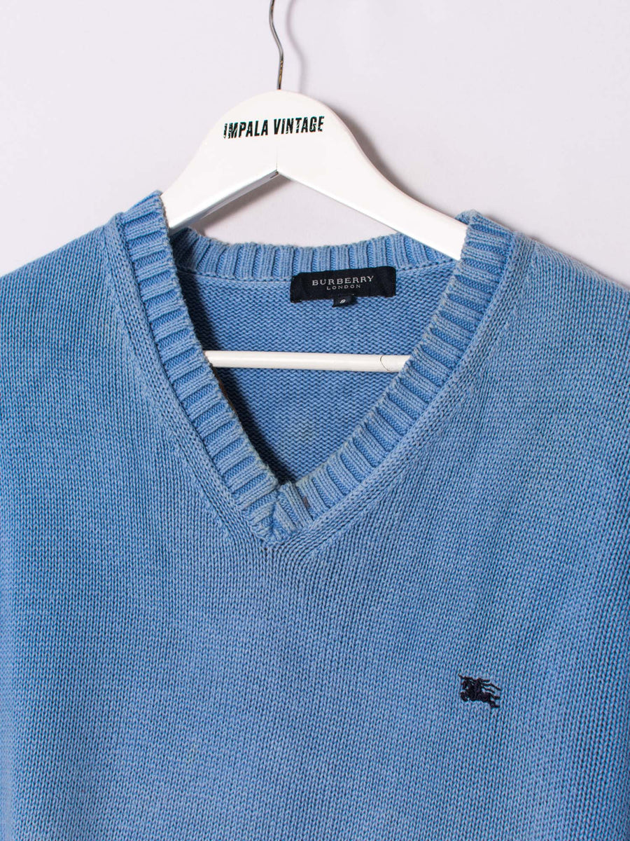 Burberry Blue V-Neck Sweater