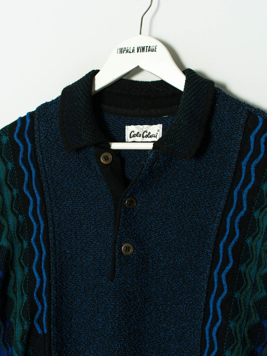 Carlo Colucci Blue Retro Sweater