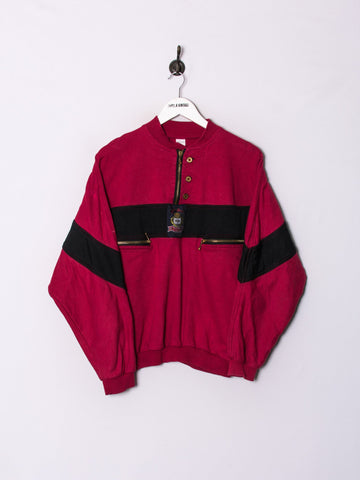 Red Retro 1/3 Zipper Sweatshirt