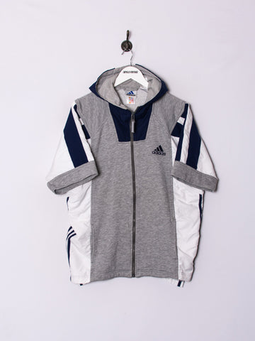 Adidas Grey & Blue Short Sleeves Track Jacket