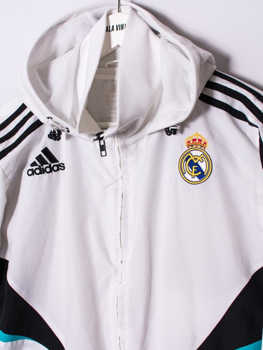 Real Madrid Adidas Official Football White Hooded Track Jacket