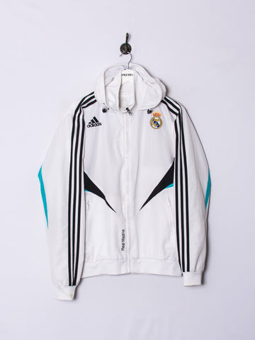 Real Madrid Adidas Official Football White Hooded Track Jacket
