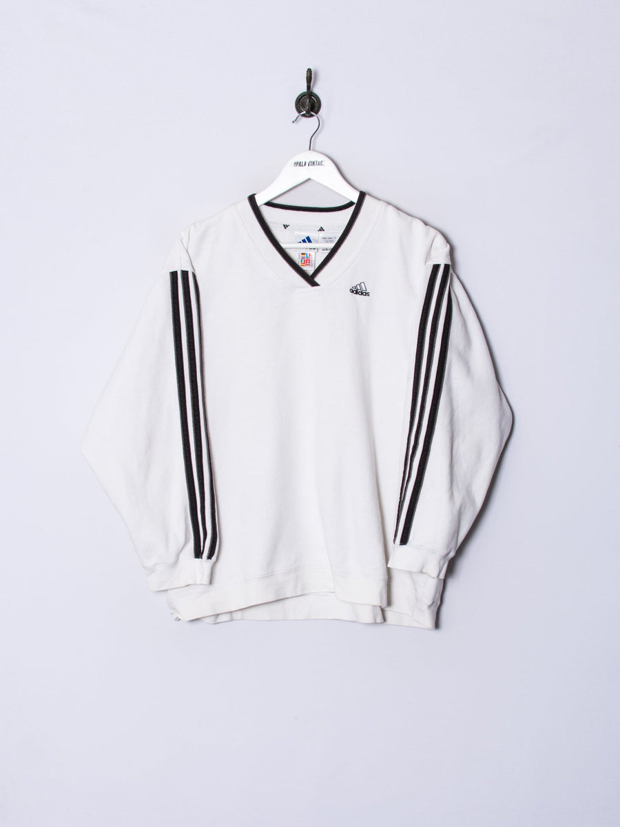 Adidas White V-Neck Sweatshirt