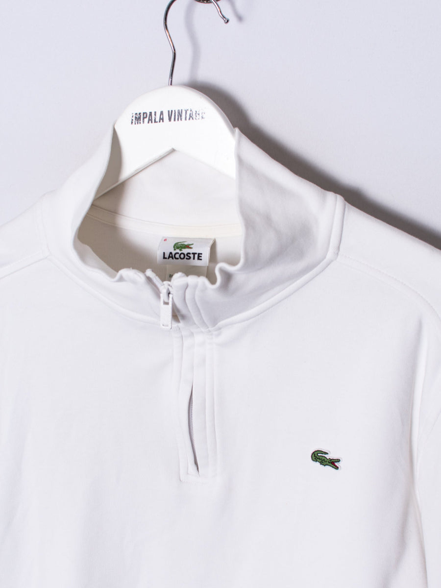 Lacoste White 1/3 Zipper Sweatshirt