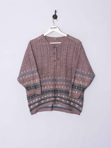 Flower 1/3 Buttoned Sweater