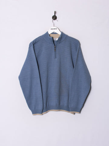 Yves Saint Laurent Light Blue 1/3 Zipper Sweater
