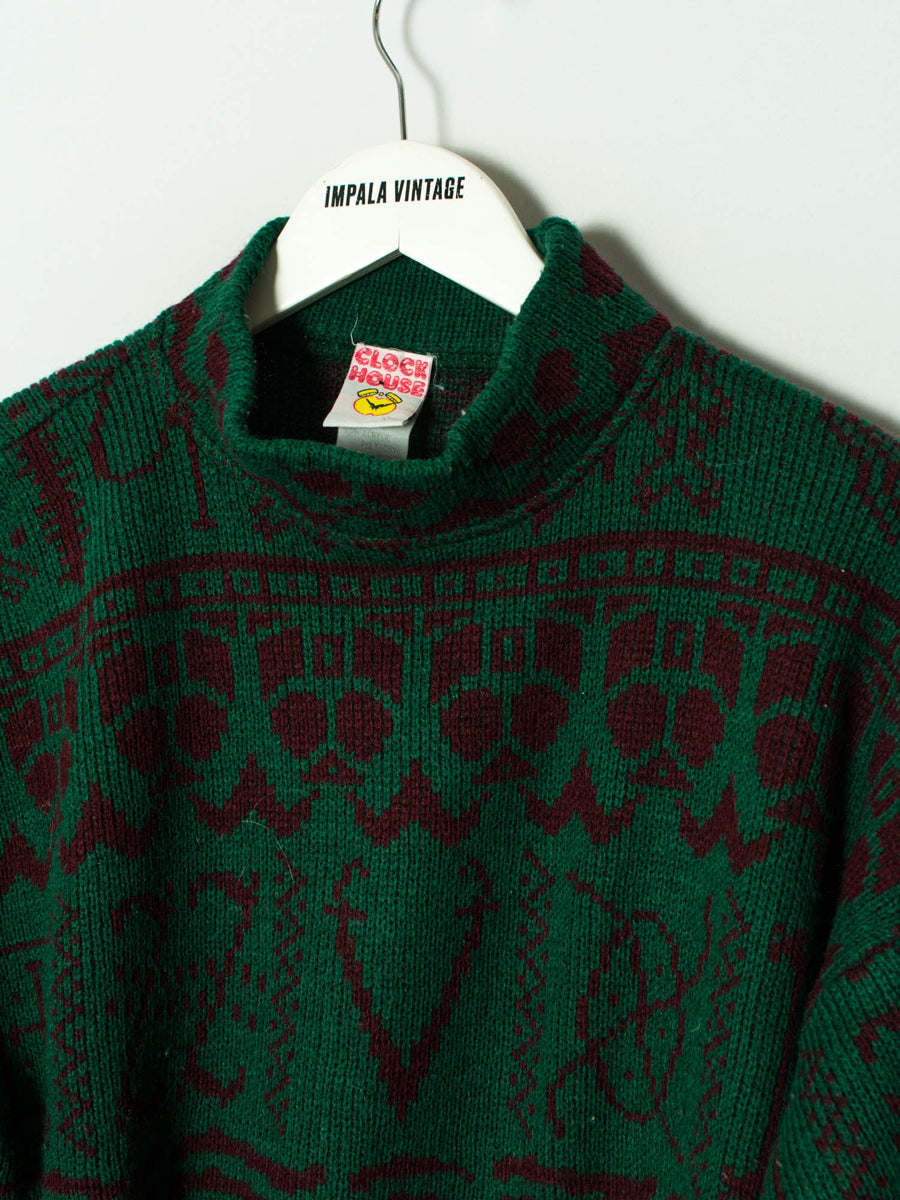 Clock House Green & Red Sweater
