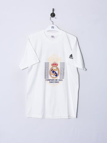 Real Madrid Adidas Official Football Campeon de Liga 2002/2003 Cotton Tee