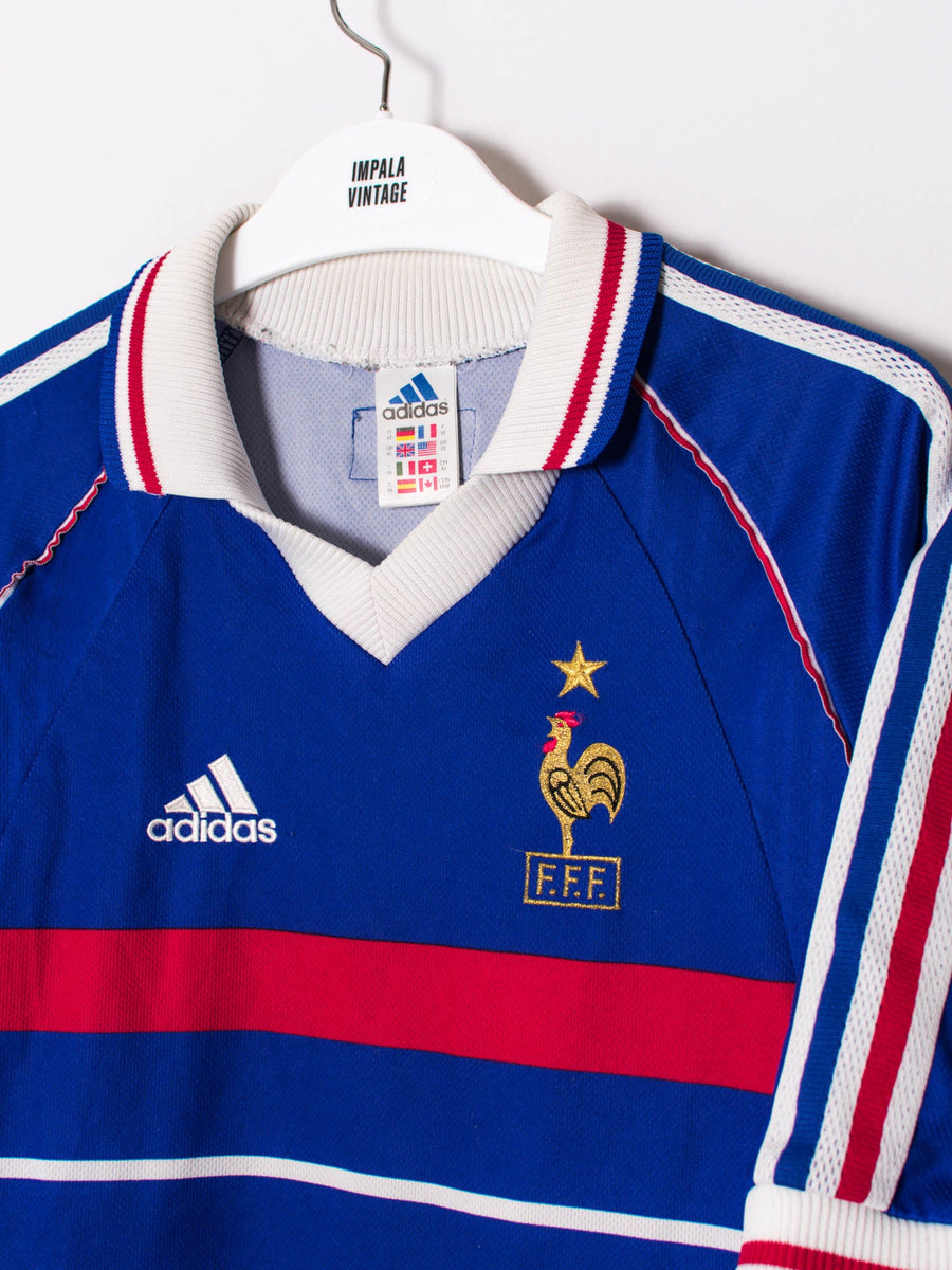 France National Team FFF Adidas Official Football 1998 Home Jersey