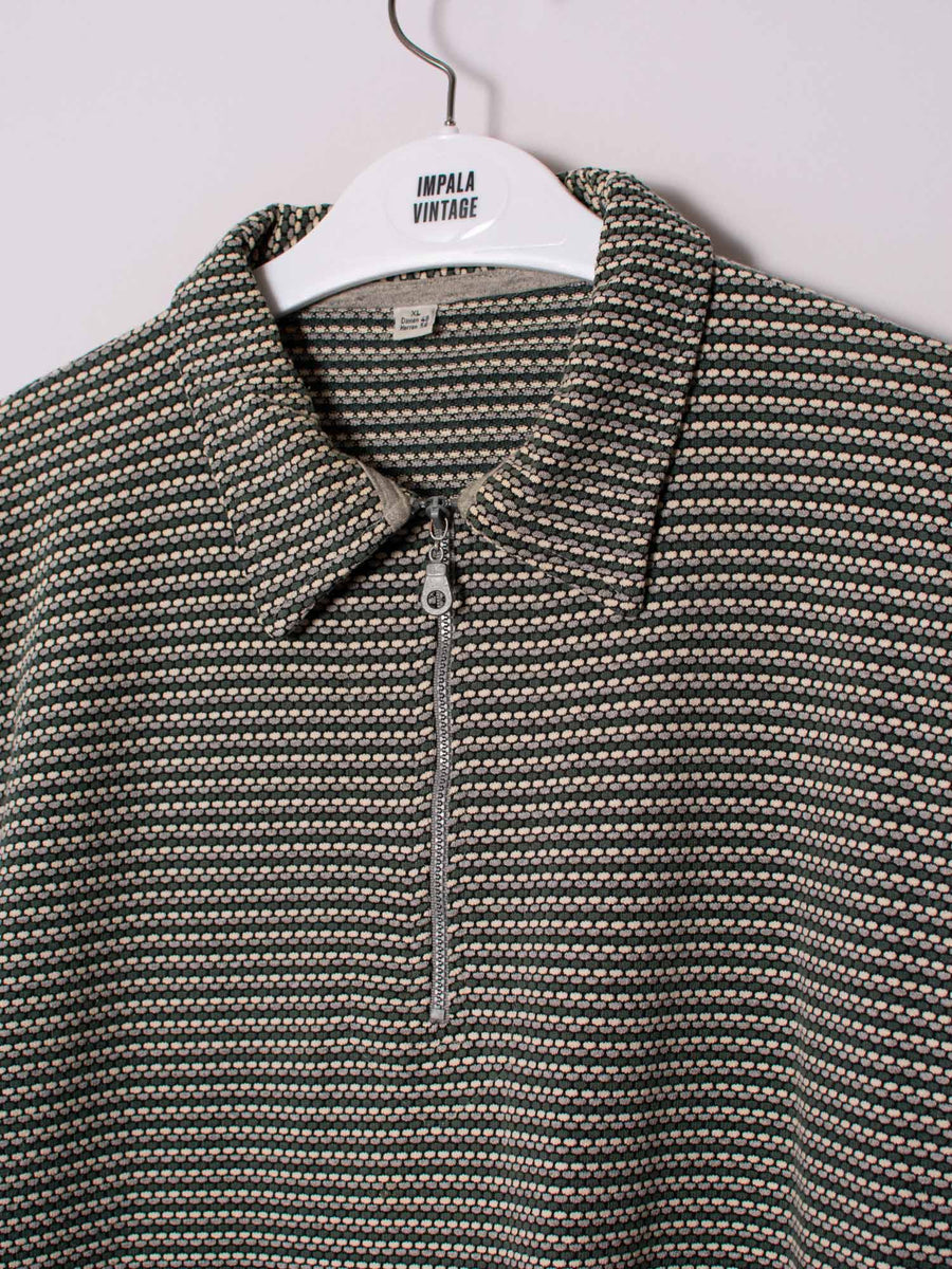 Green Retro 1/3 Zipper Sweatshirt