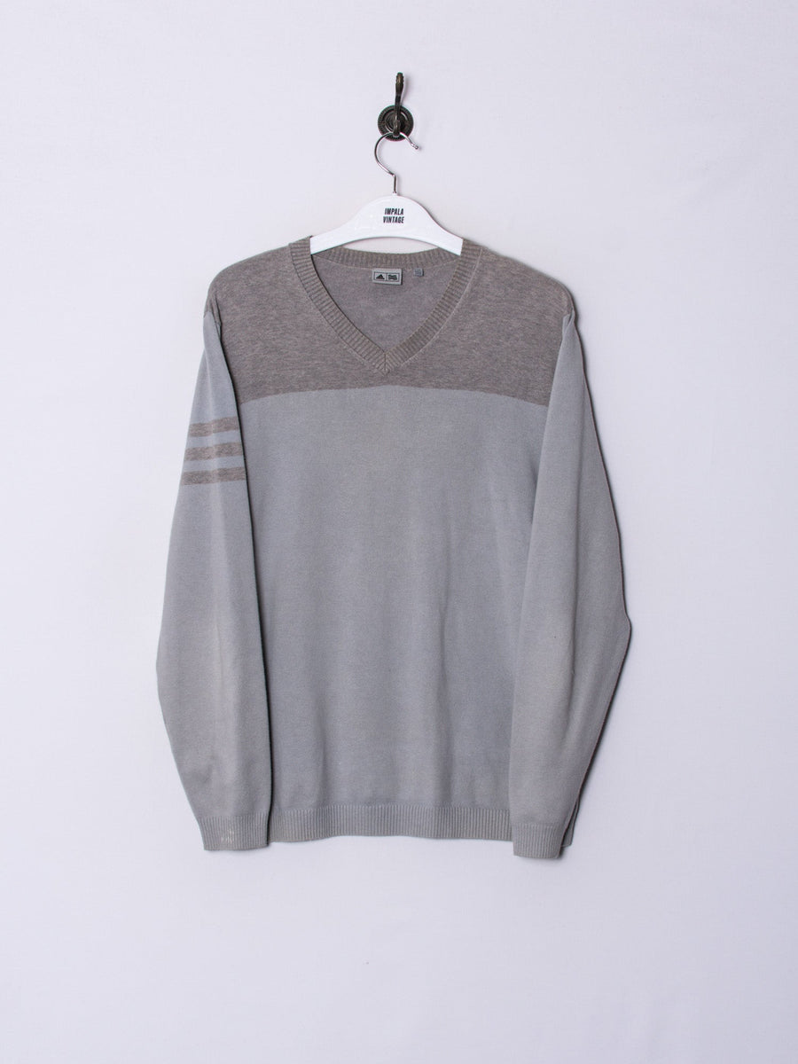 Adidas Gray V-Neck Sweater