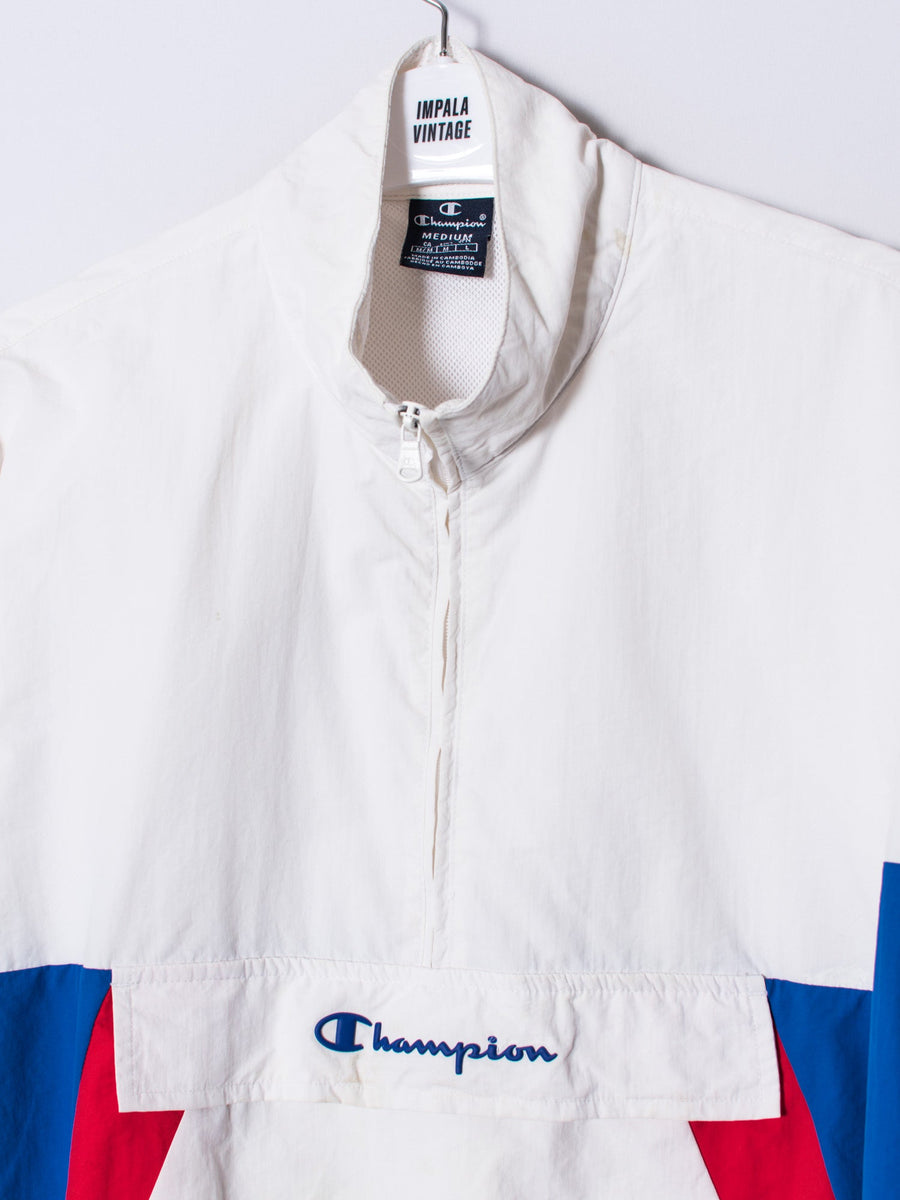 Champion White & Blue Middled Zipper Jacket