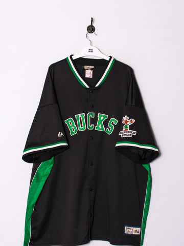 Milwaukee Bucks Majestic Hardwood Classic Official NBA Buttoned Shorts Sleeves Jersey