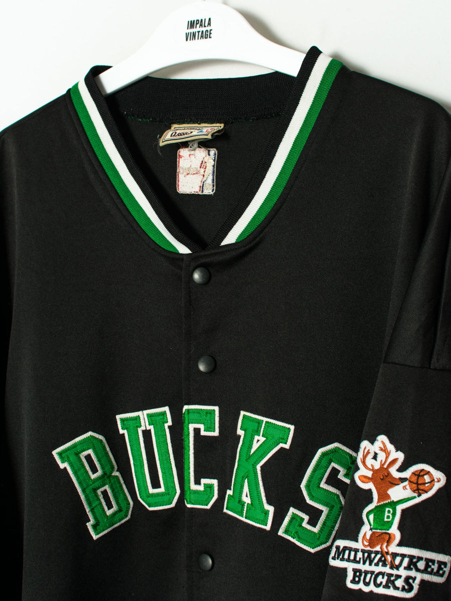 Milwaukee Bucks Majestic Hardwood Classic Official NBA Buttoned Shorts Sleeves Jersey