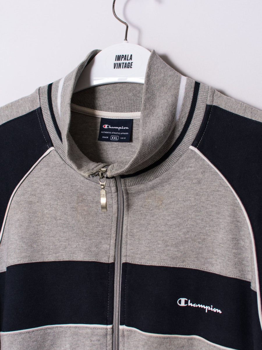 Champion Grey & Blue Zipper Sweatshirt