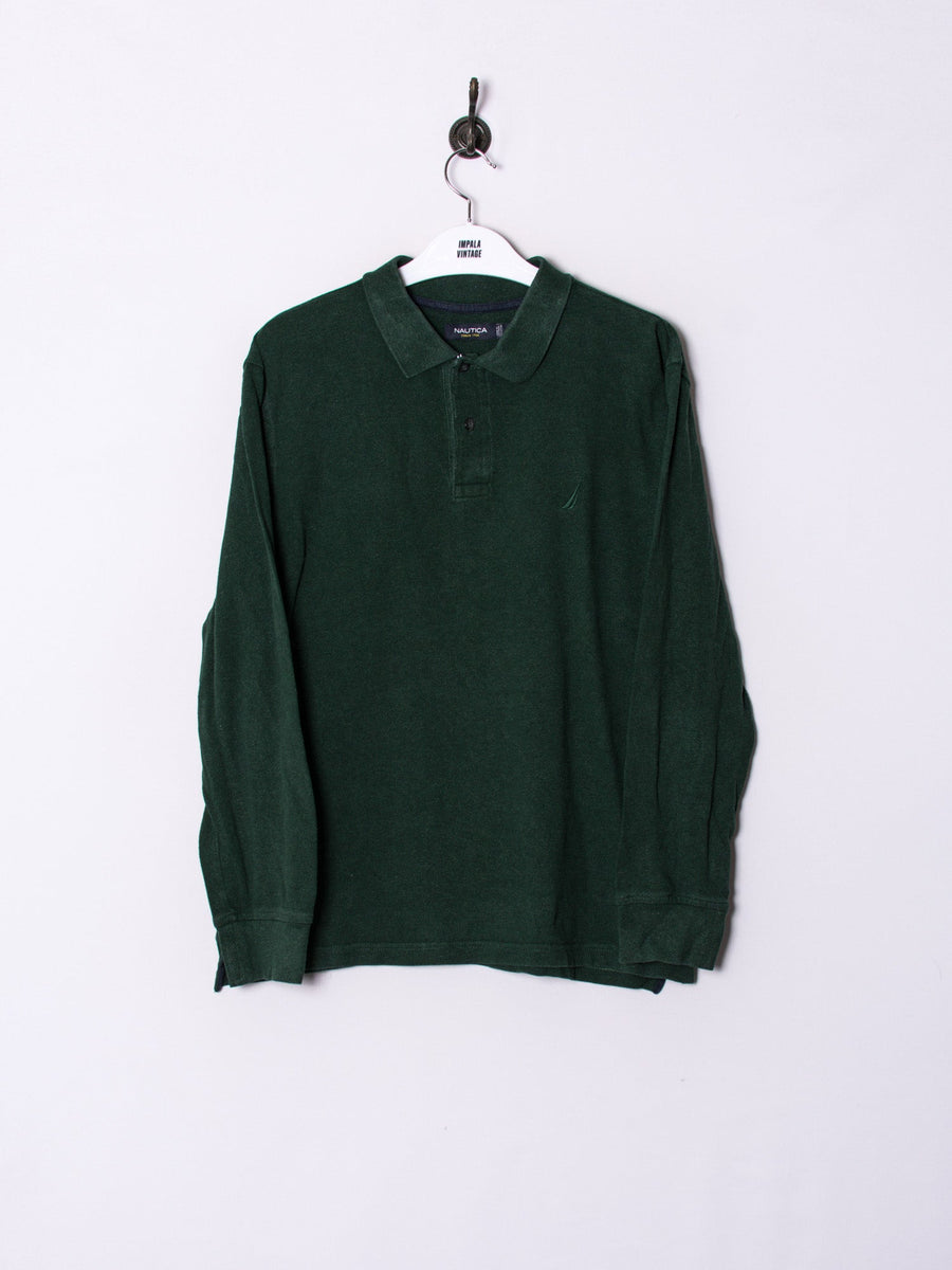 Nautica Green Long Sleeves Poloshirt