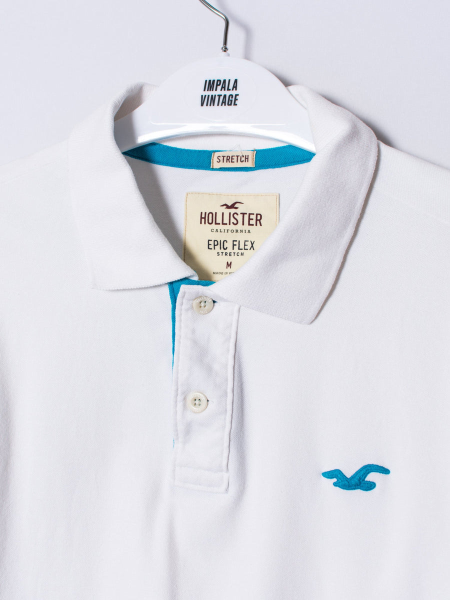 Hollister White & Blue Poloshirt