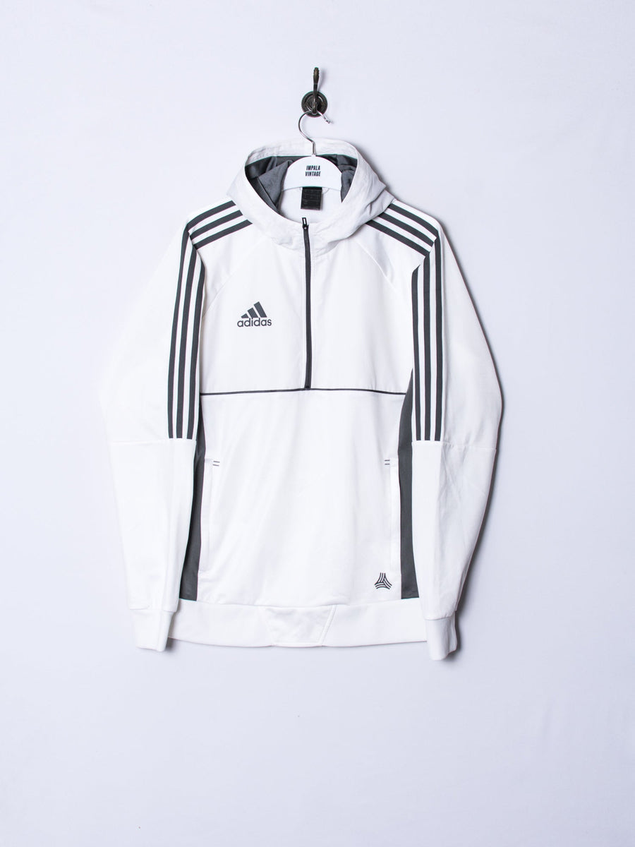 Adidas White Middled Zipper Hoodie