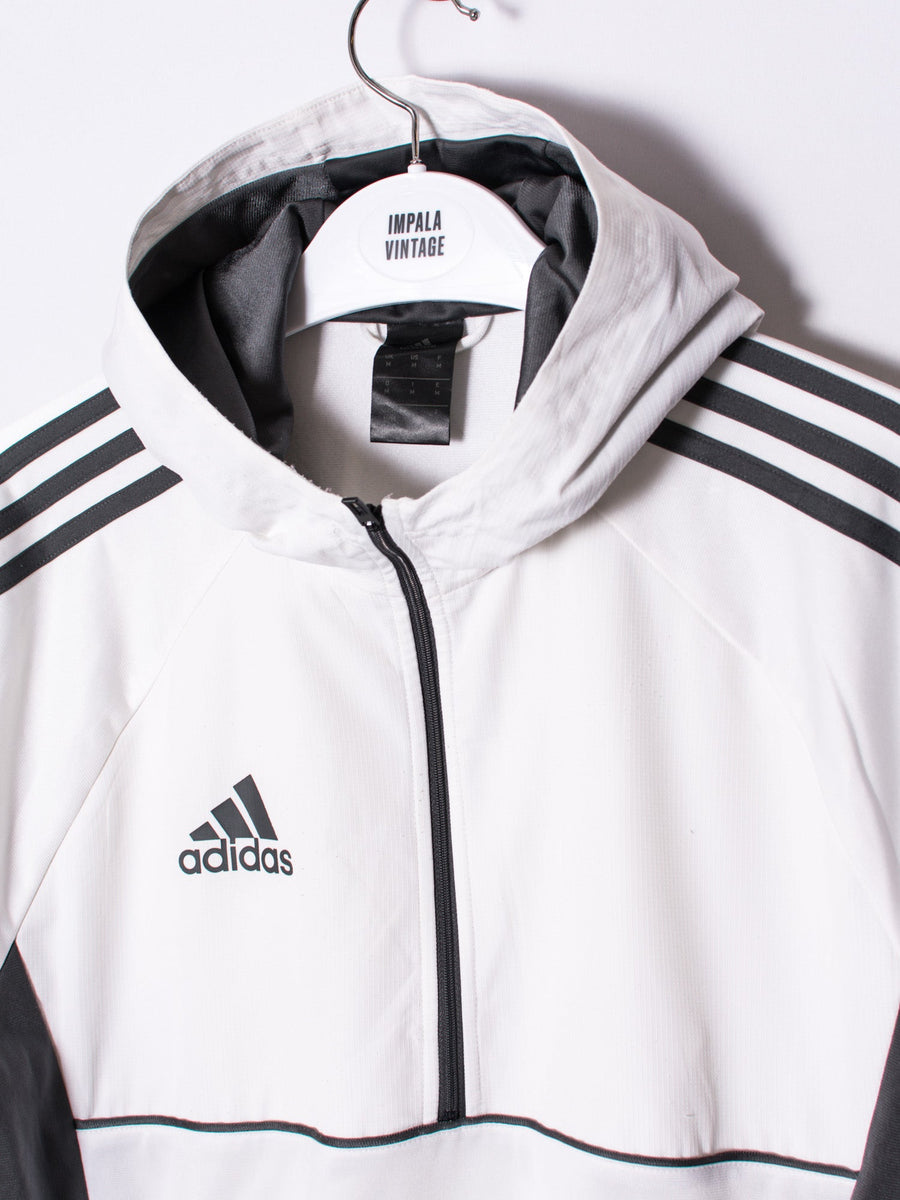 Adidas White Middled Zipper Hoodie