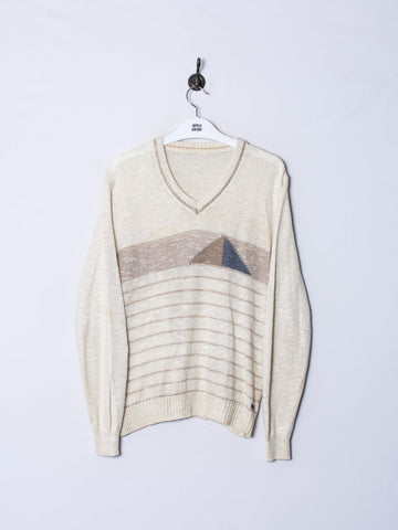 White Triangles V-Neck Sweater