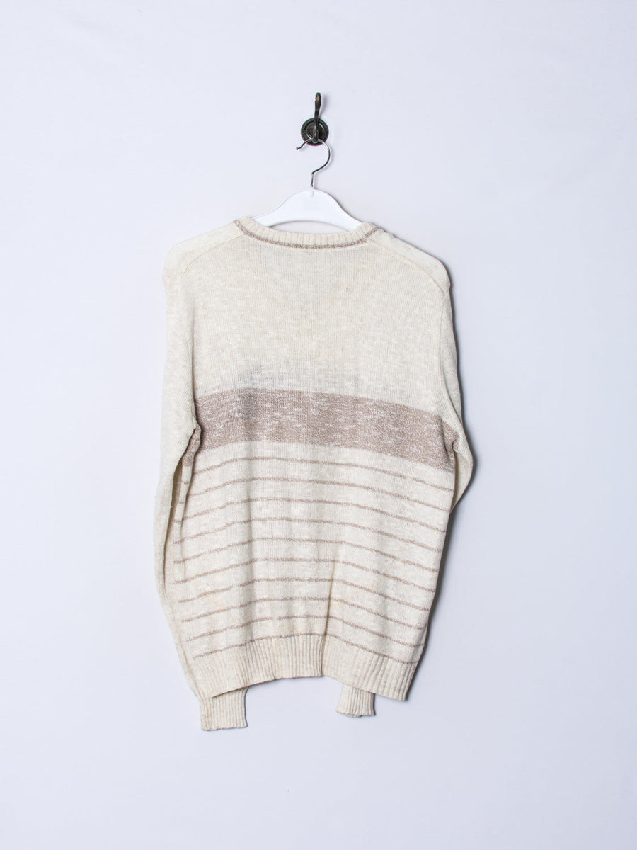 White Triangles V-Neck Sweater