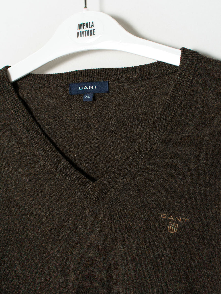 Gant V-Neck Brown Sweater