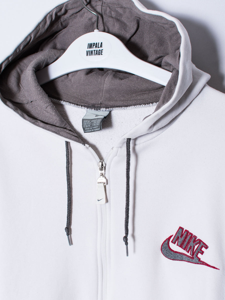 Nike White Zipper Hoodie