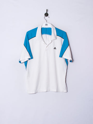 Adidas White Blue Polo