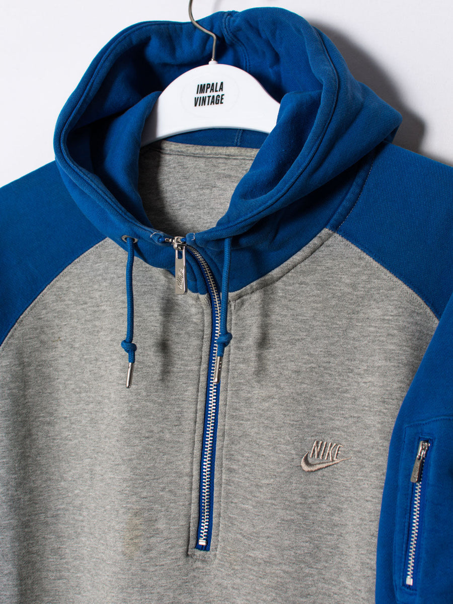 Nike Grey & Blue Zipper Hoodie