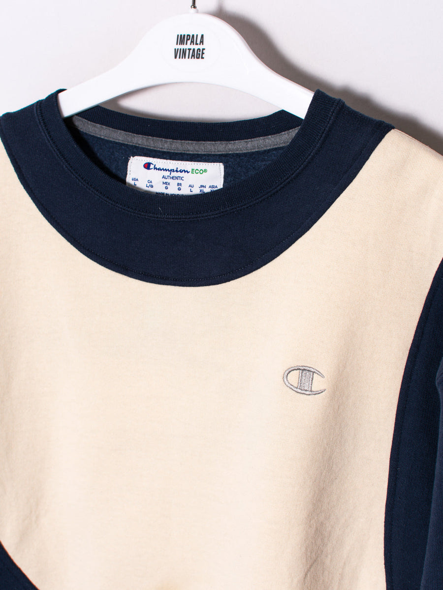 Champion Navy Blue & White Rework Sweatshirt