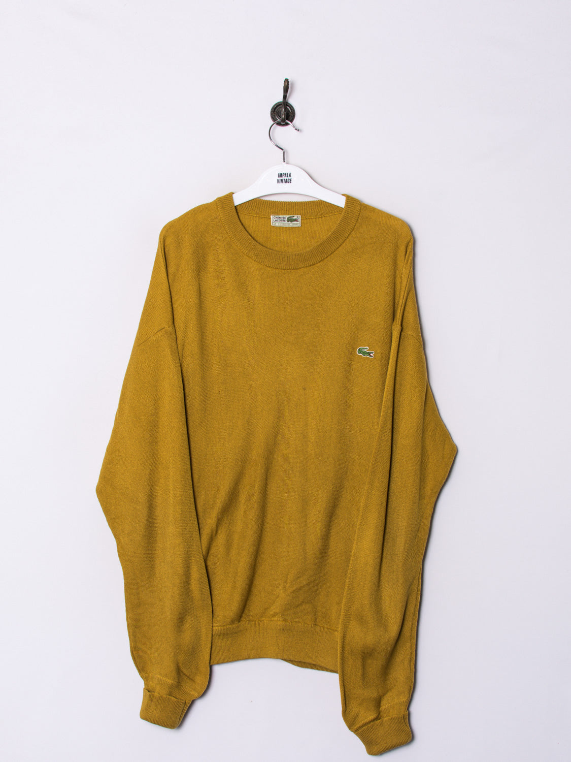 Rare! Lacoste Club Small Logo Embroidery Crewneck Yellow Color 2-Side Pocket Pullover Jumper Fashion Brand deals Vintage Sweatshirt Style