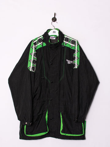 Reebok Retro Black & Green Long Jacket