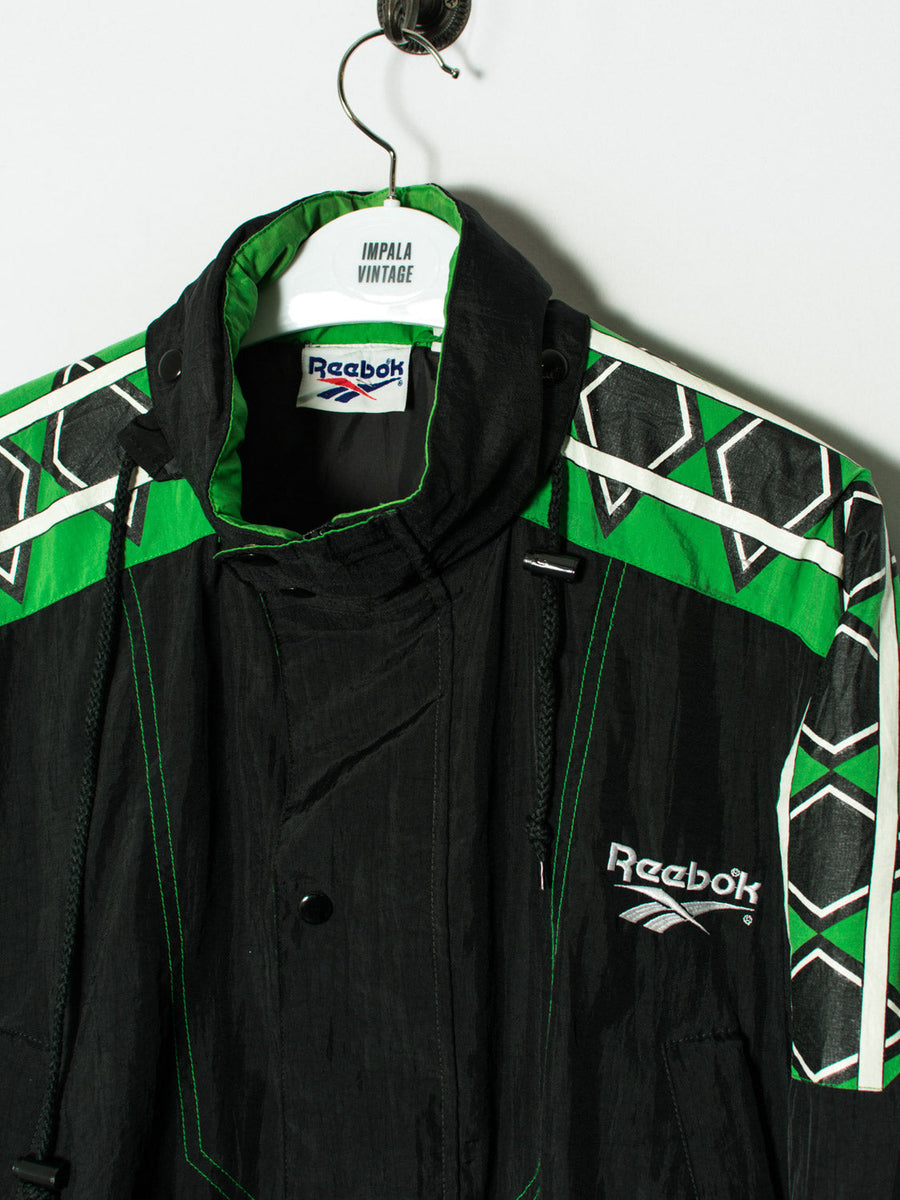 Reebok Retro Black & Green Long Jacket