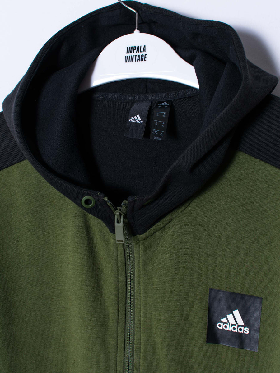 Adidas Black & Green Zipper Hoodie