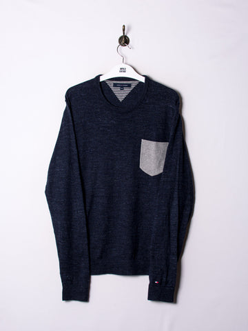 Tommy Hilfiger Navy Blue & Gray Sweater
