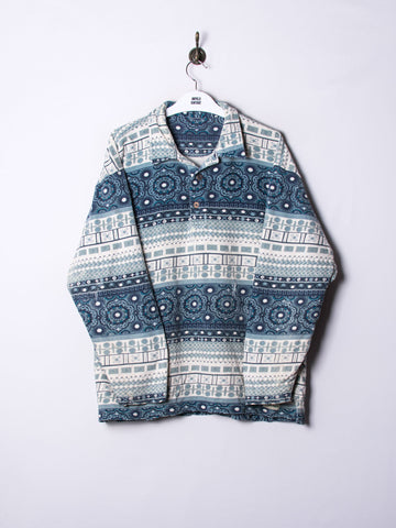 Blue & White 1/3 Butoned Sweatshirt