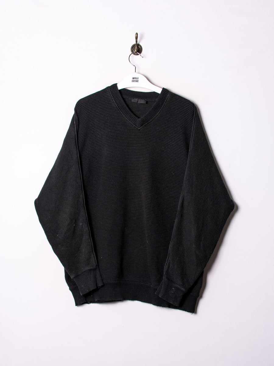 Carlo Colucci Black V-Neck Sweater