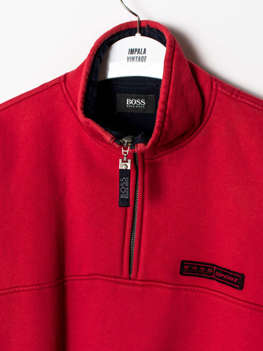Hugo Boss Red Middled Zipper Sweatshirt
