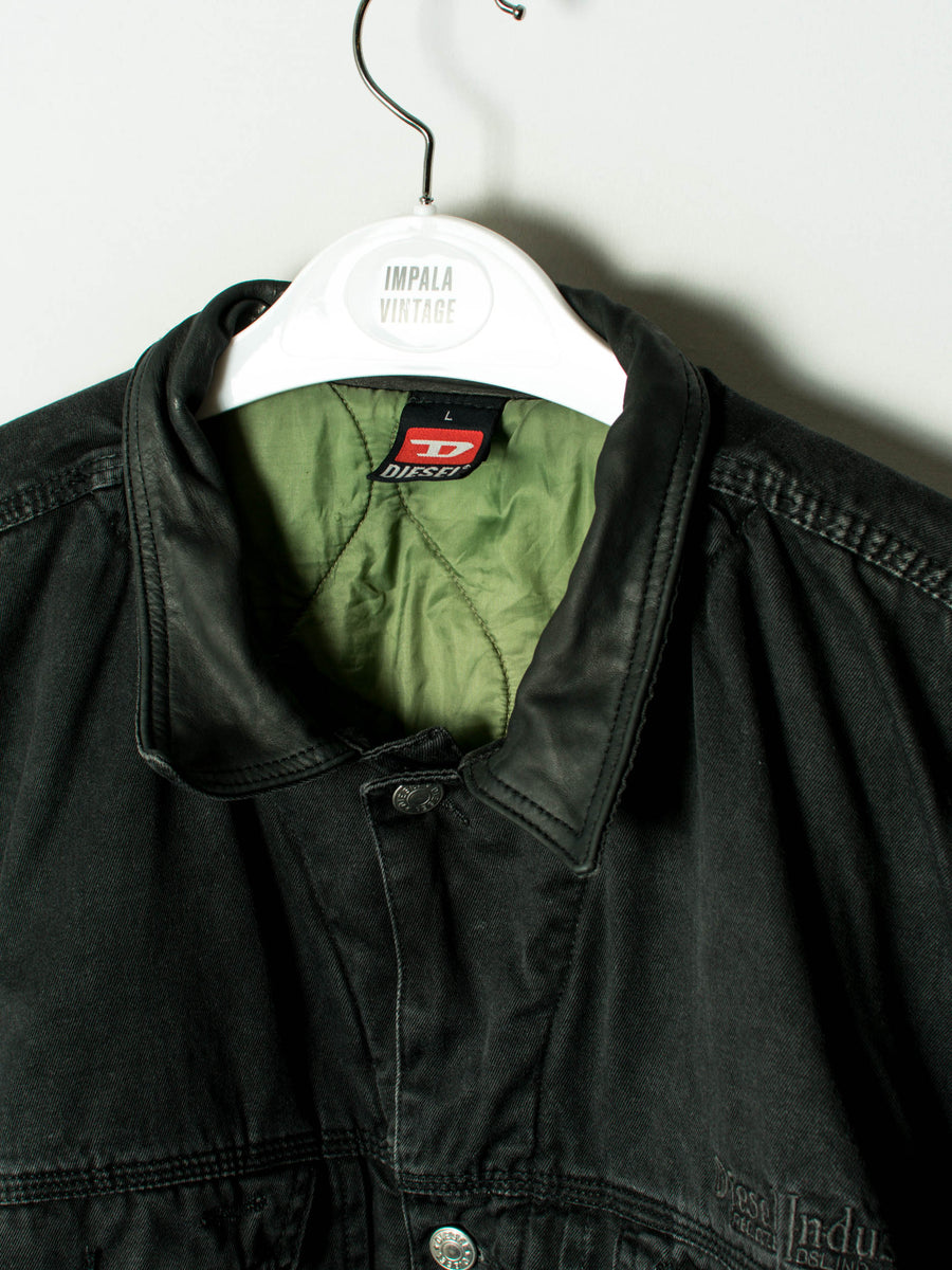Diesel Full Black and Padded Denim Jacket