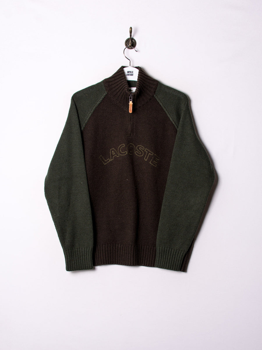 Lacoste Green&Brown 1/3 Zipper Sweater