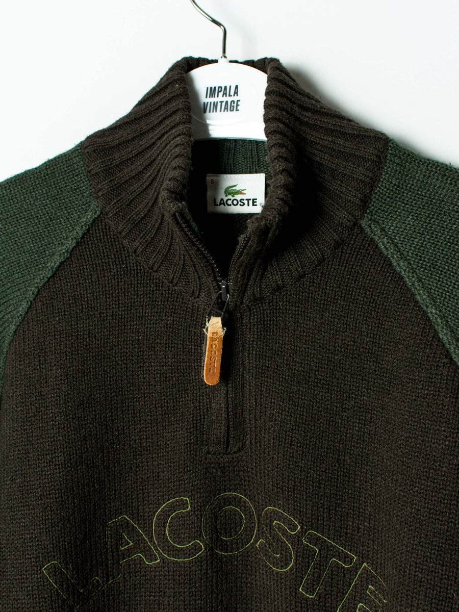 Lacoste Green&Brown 1/3 Zipper Sweater