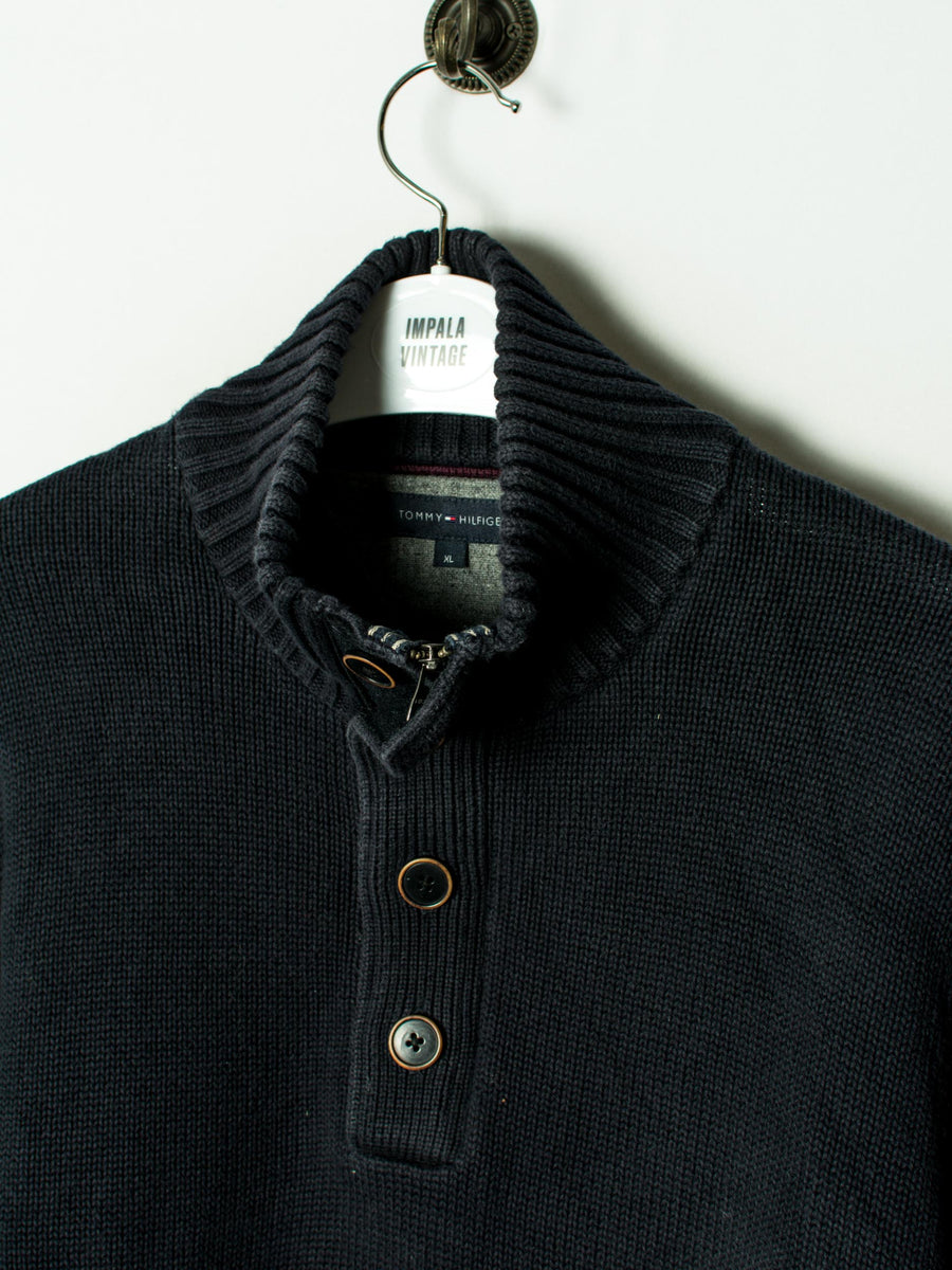 Tommy Hilfiger Navy Blue Middle Buttoned Sweater