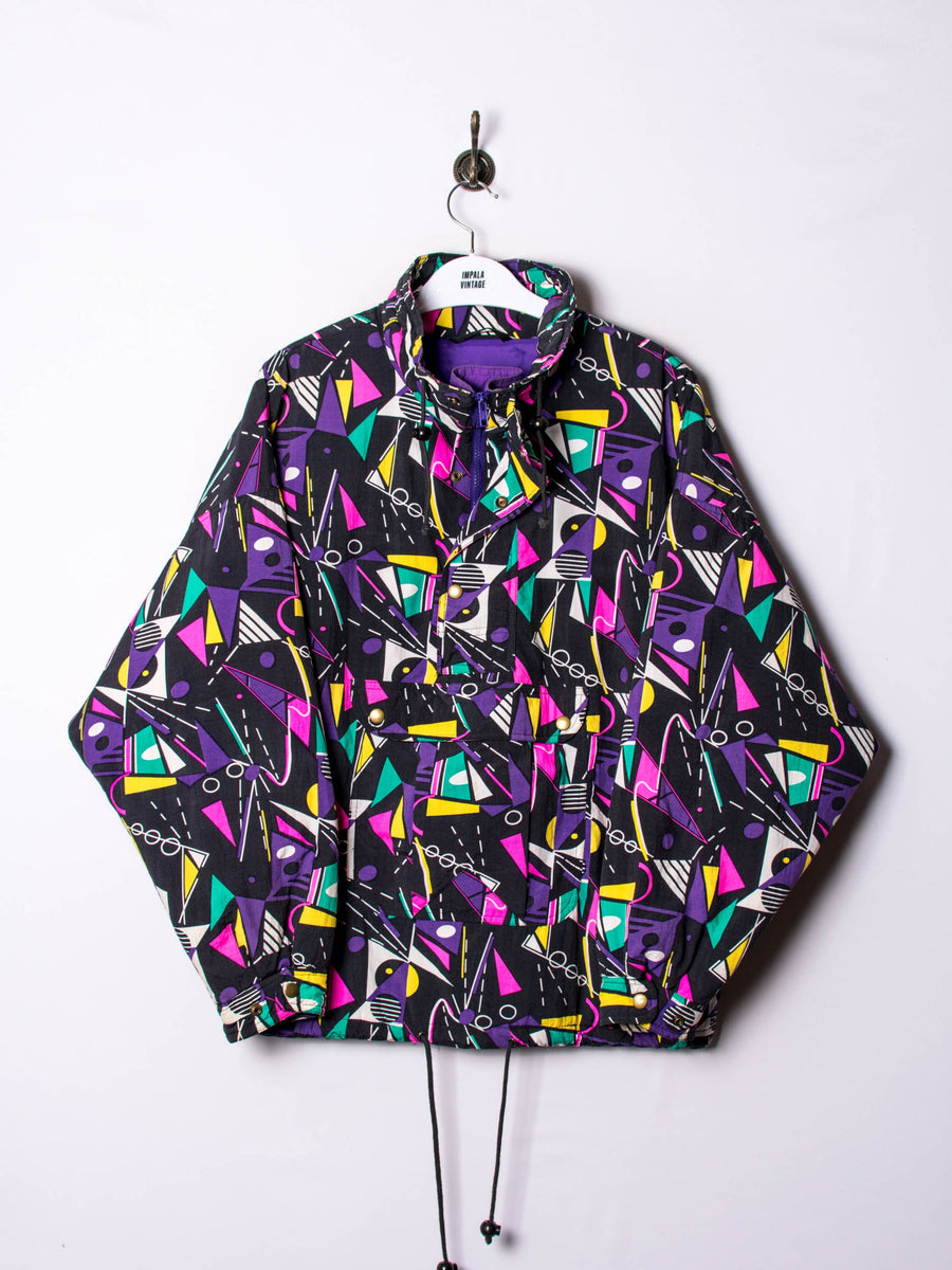 Abstract Draw Middle Buttoned Kangaroo Coat