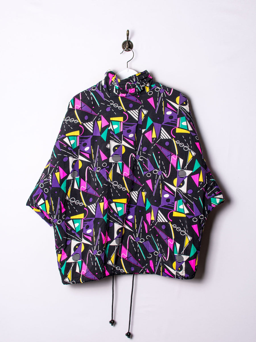 Abstract Draw Middle Buttoned Kangaroo Coat