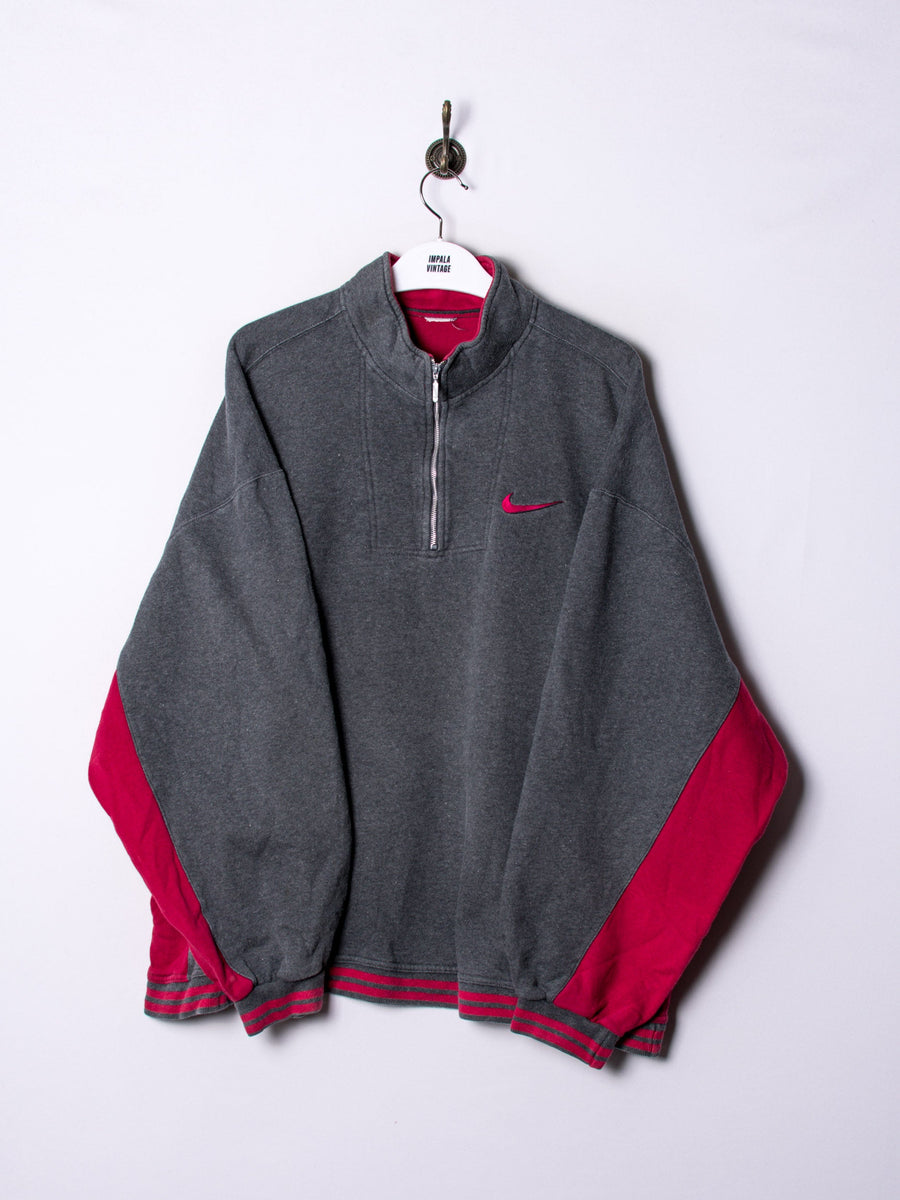 Nike Grey&Burgundy 1/3 Zipper Sweatshirt